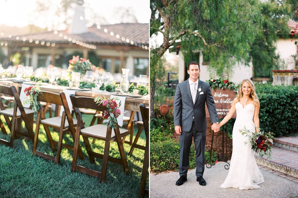 Floral details on the newlyweds chairs 